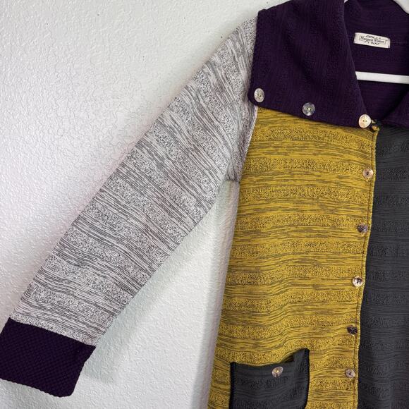 Margaret Winters Cardigan Womens Small Colorblock Knit Sweater Jacket Lagenlook - Picture 7 of 11